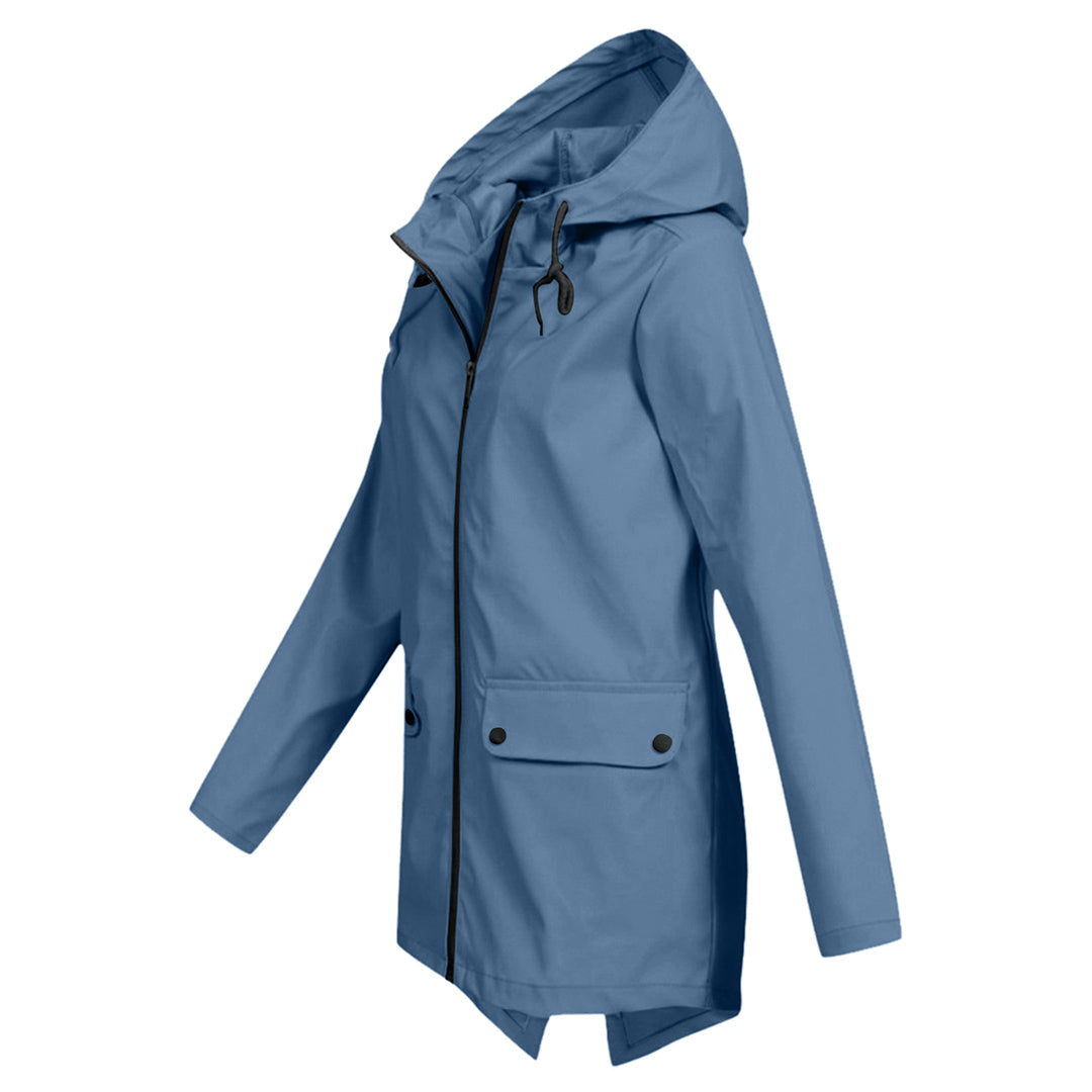 Damen Übergangsjacke mit Reißverschluss und Kapuze - wasserdicht
