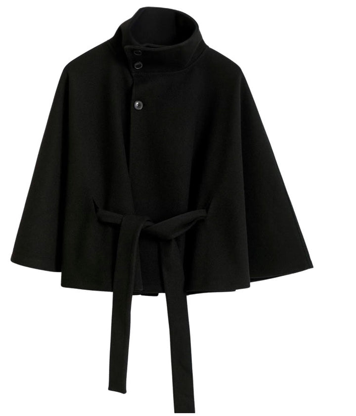 Damenjacke mit Cape-Ärmeln, hohem Kragen und Gürtel