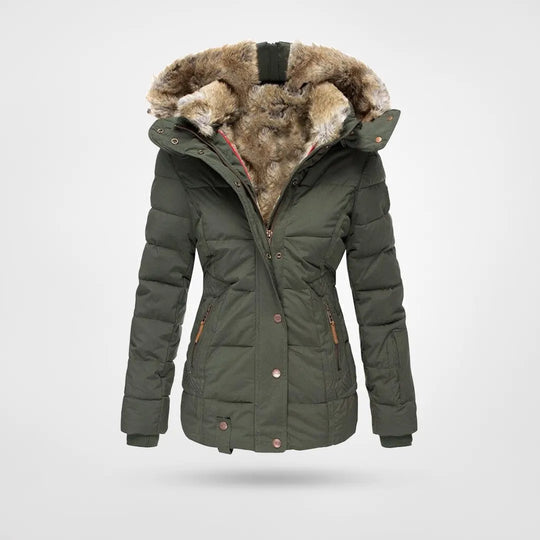 Damen Kapuzen-Pufferjacke – Mittellanger Wintermantel
