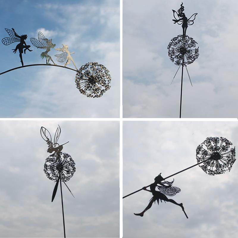 Fairies and Dandelions Dancing Together Sculpture Outdoor Garden