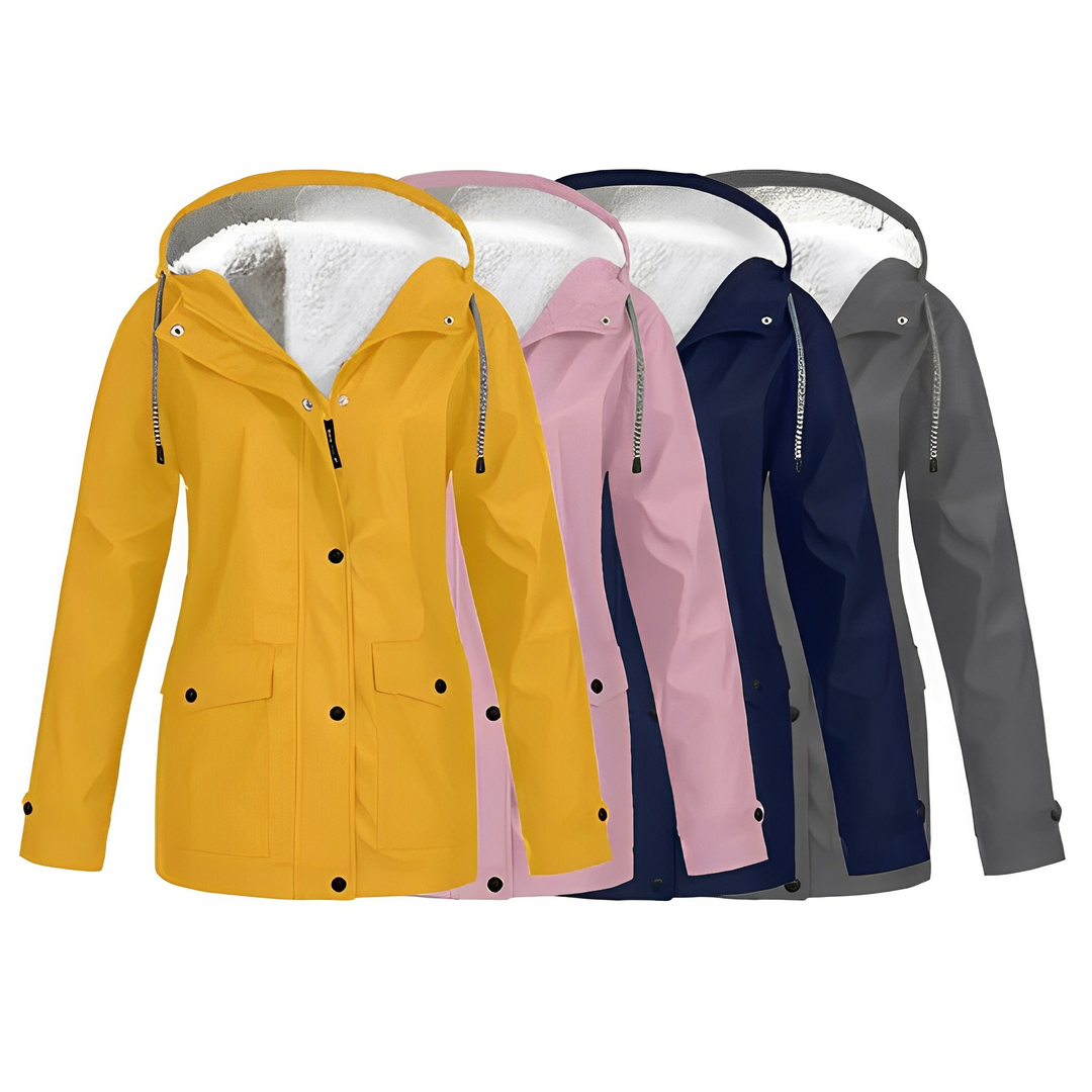 Damen Winter Regenjacke mit Fleece-Futter – Wasserdichte Outdoor-Jacke für kalte Tage