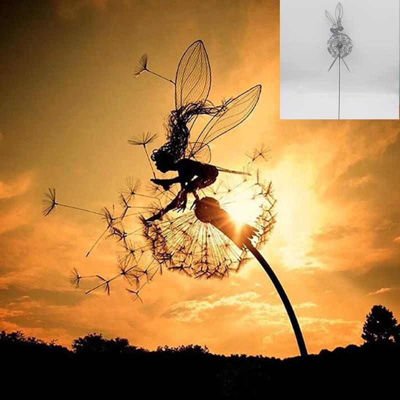 Fairies and Dandelions Dancing Together Sculpture Outdoor Garden