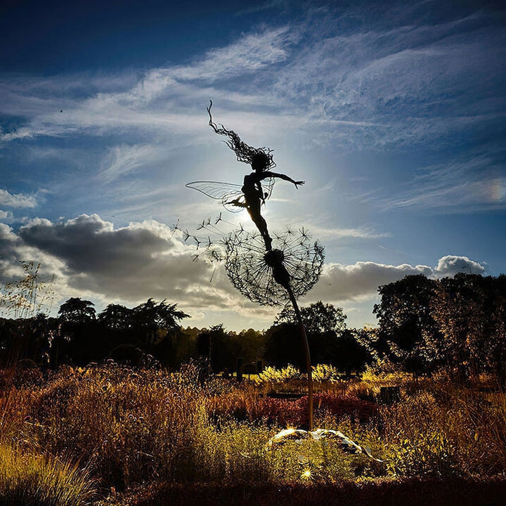 Fairies and Dandelions Dancing Together Sculpture Outdoor Garden