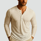 Chemise Henley pour homme – Coupe ajustée à manches longues avec patte de boutonnage