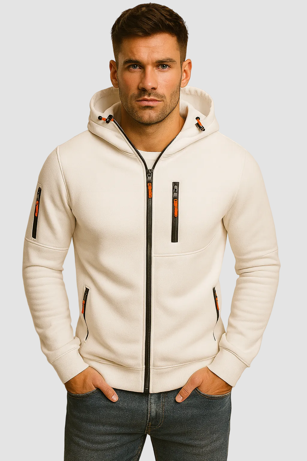 Herren Hoodie mit Reißverschluss und Kapuze Bequeme Passform