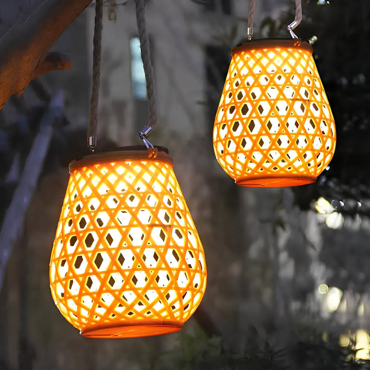 Solar Outdoor Lantern Rattan Look | LED Warm White | Garden &amp; Terrace