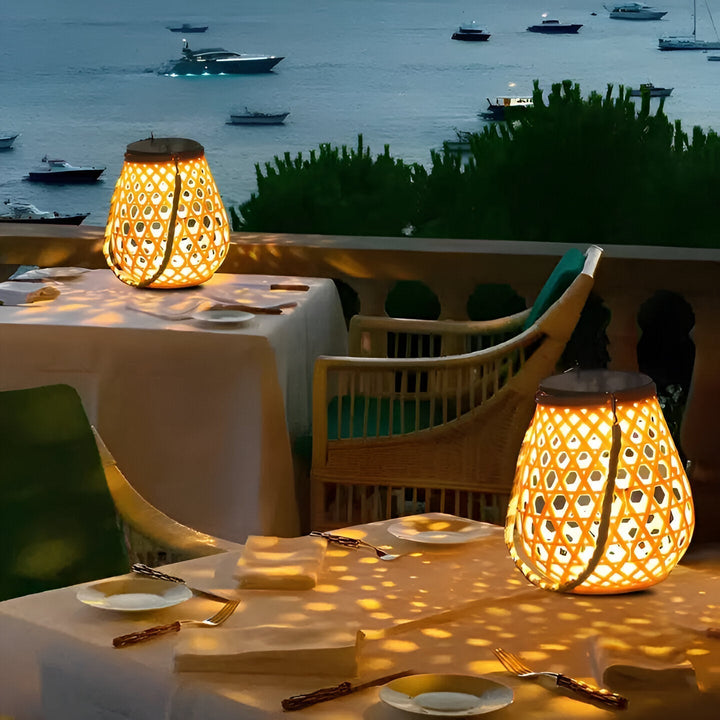 Solar Outdoor Lantern Rattan Look | LED Warm White | Garden &amp; Terrace