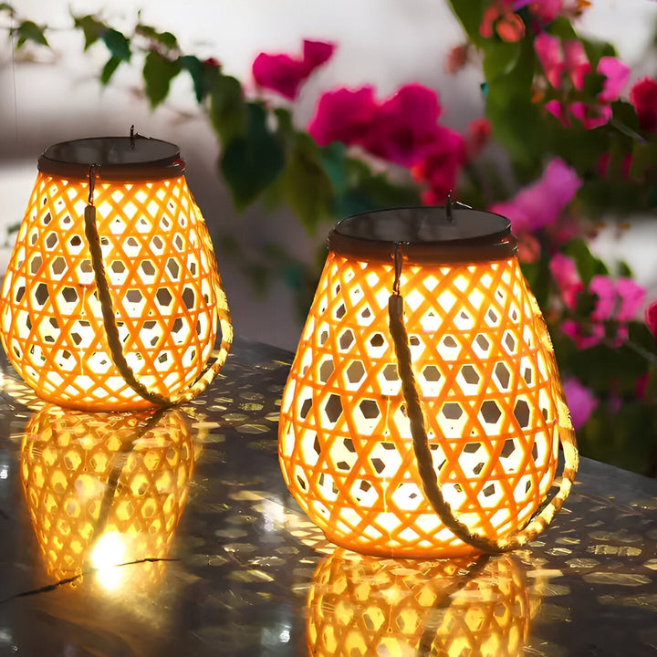 Solar Outdoor Lantern Rattan Look | LED Warm White | Garden &amp; Terrace