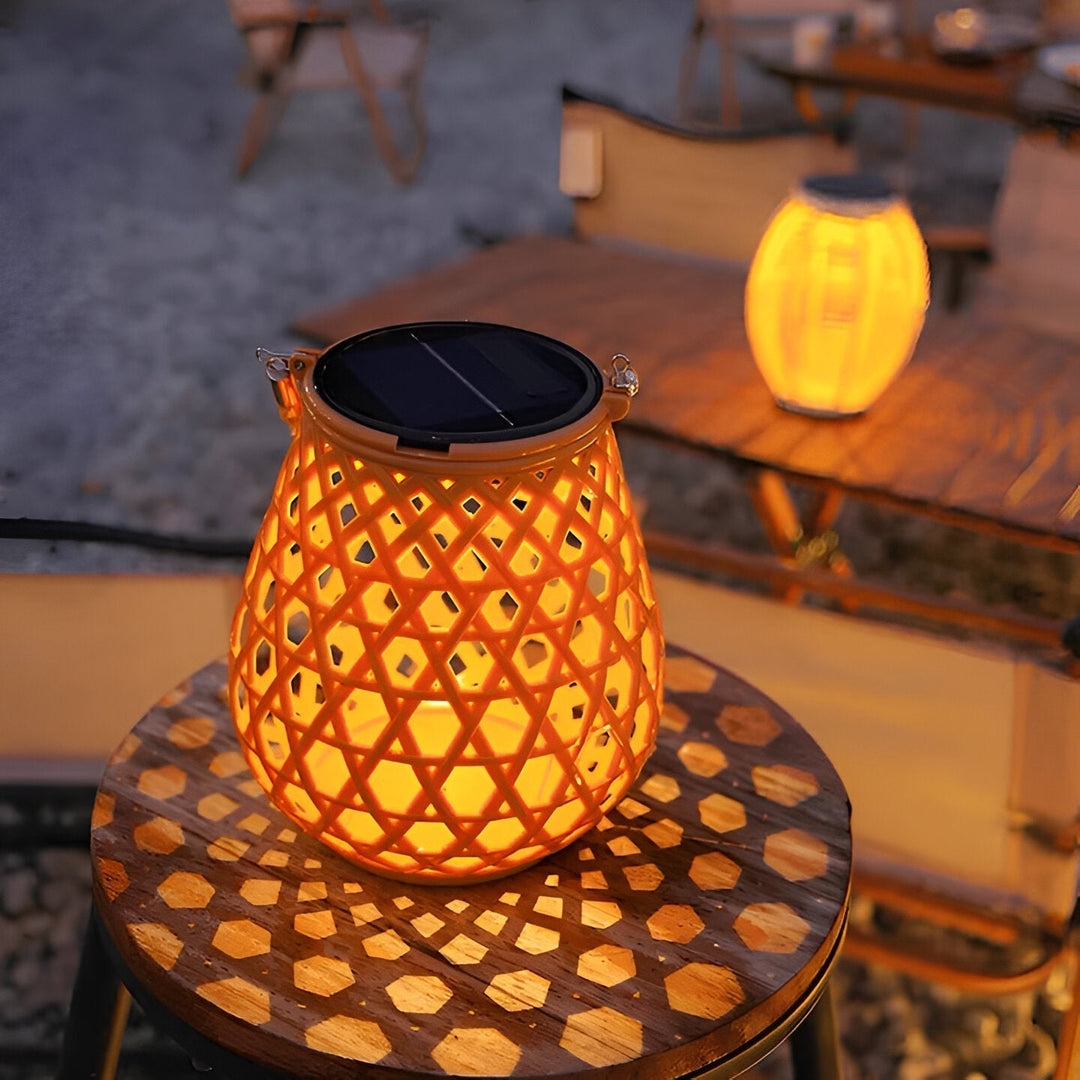 Solar Outdoor Lantern Rattan Look | LED Warm White | Garden &amp; Terrace