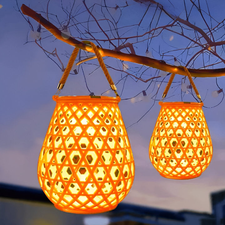 Solar Outdoor Lantern Rattan Look | LED Warm White | Garden &amp; Terrace