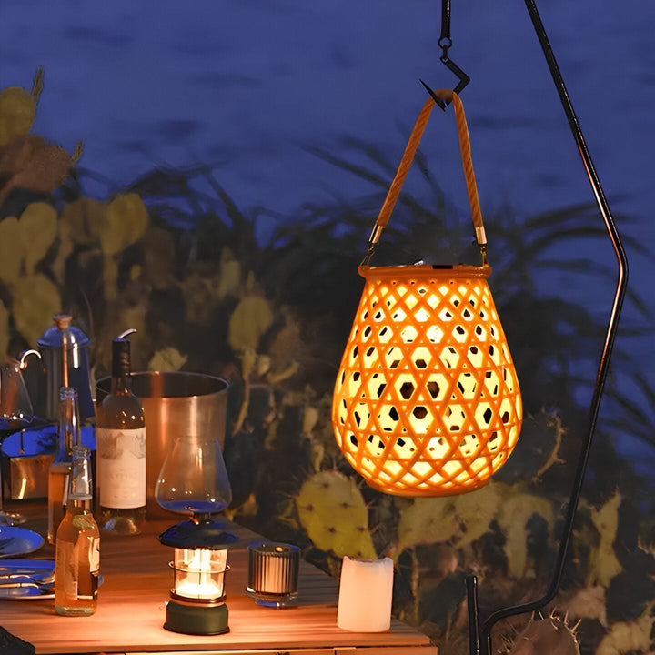 Solar Outdoor Lantern Rattan Look | LED Warm White | Garden &amp; Terrace