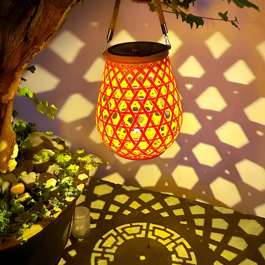 Solar Outdoor Lantern Rattan Look | LED Warm White | Garden &amp; Terrace