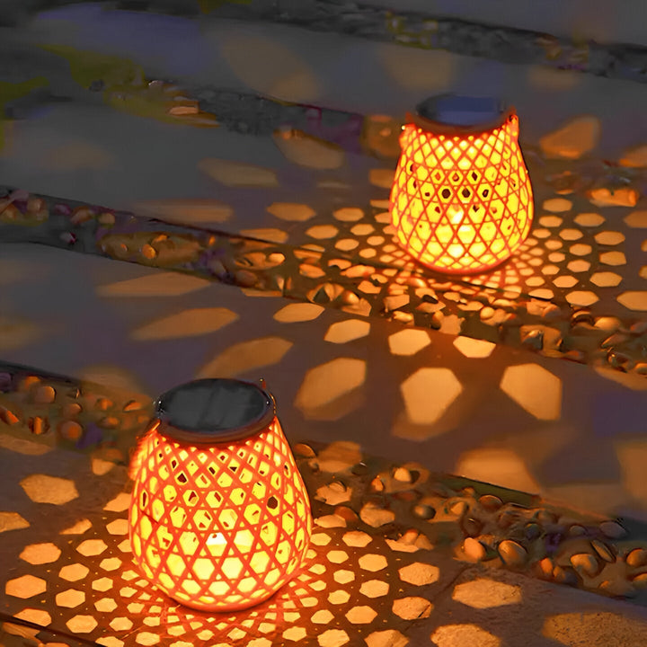 Solar Outdoor Lantern Rattan Look | LED Warm White | Garden &amp; Terrace