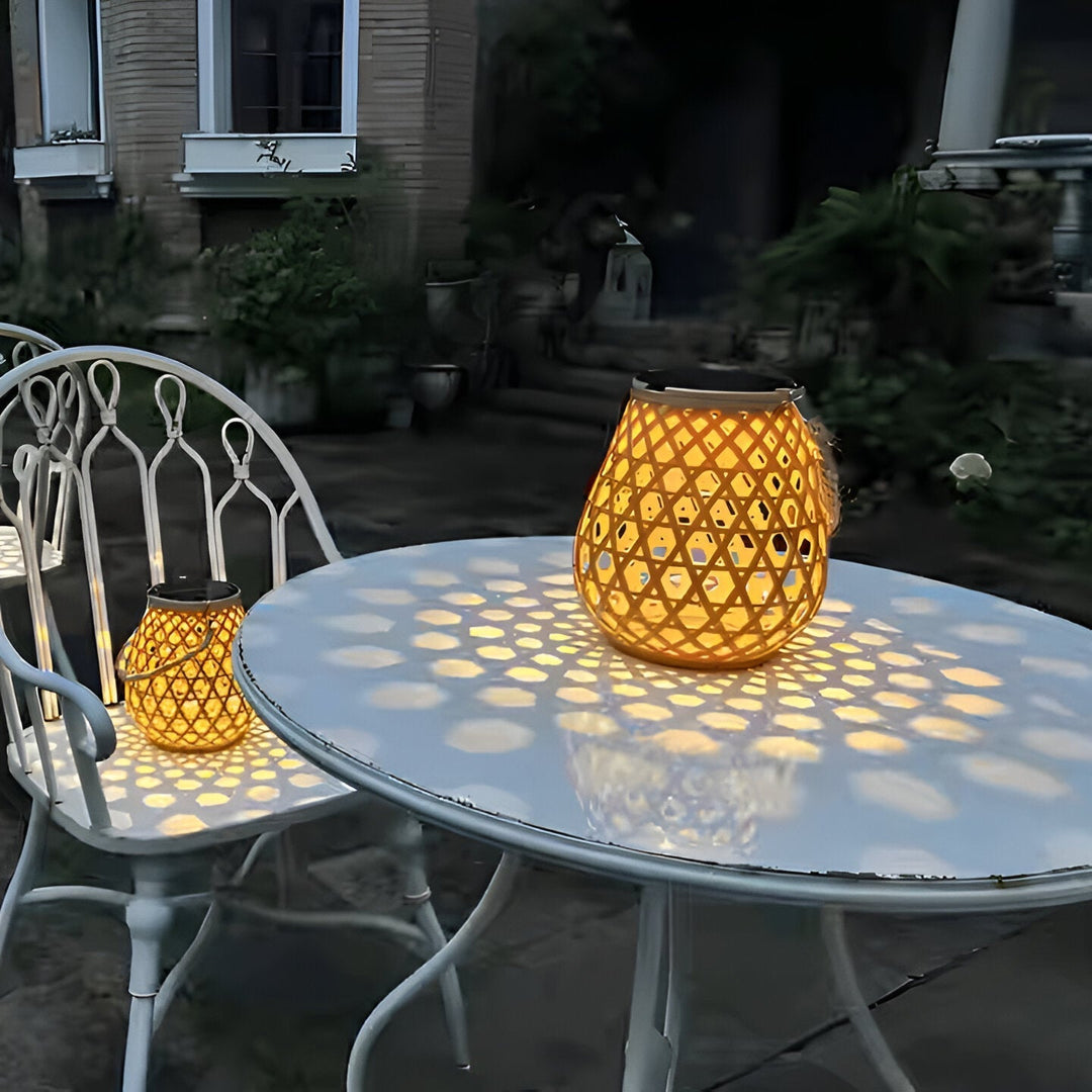 Solar Outdoor Lantern Rattan Look | LED Warm White | Garden &amp; Terrace