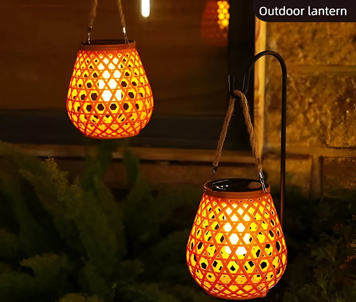 Solar Outdoor Lantern Rattan Look | LED Warm White | Garden &amp; Terrace