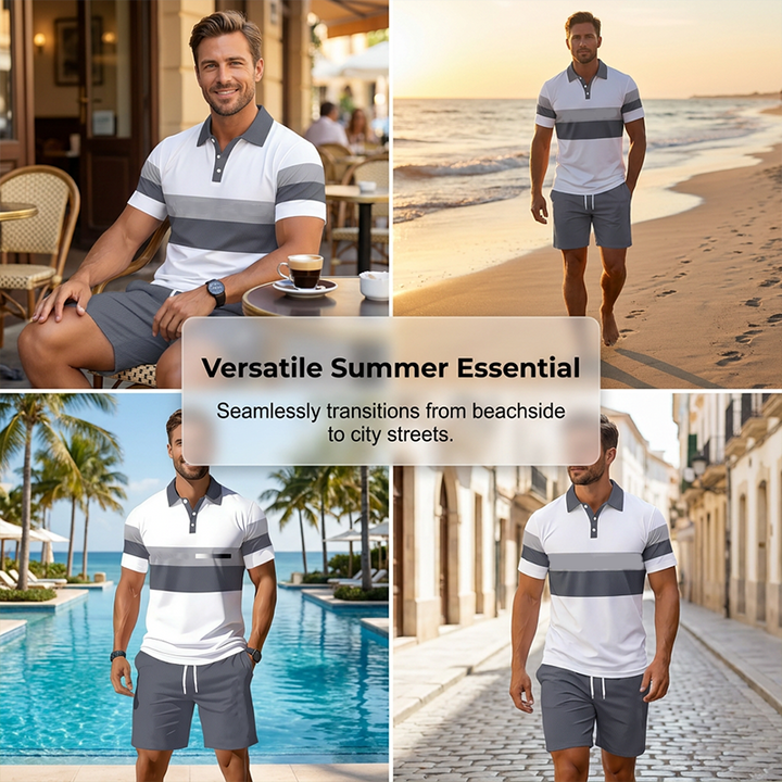 Set Herren - Atmungsaktives Zweiteiliges Sommeroutfit mit Shorts und T-Shirt