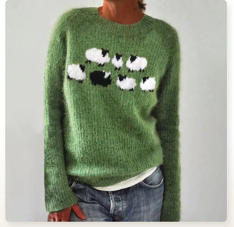Damen Norwegischer Fair Isle Pullover – Nordischer Rundhals Strickpullover