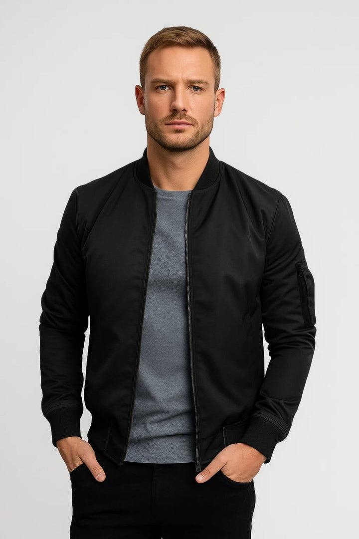 Jacke Herren - Übergangs-Bomberjacke mit Reißverschlussdetails