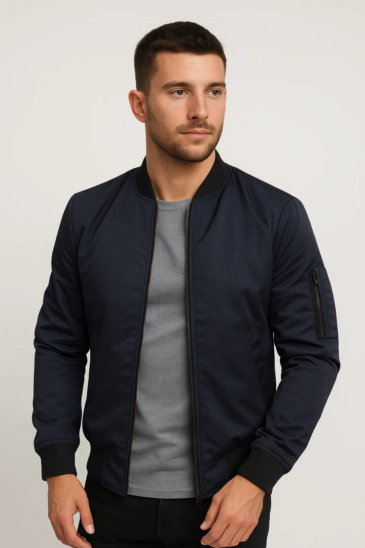 Jacke Herren - Übergangs-Bomberjacke mit Reißverschlussdetails