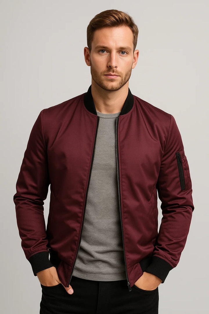 Jacke Herren - Übergangs-Bomberjacke mit Reißverschlussdetails