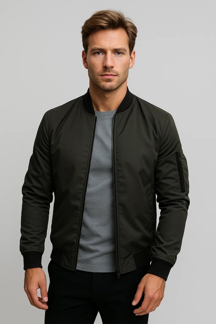 Jacke Herren - Übergangs-Bomberjacke mit Reißverschlussdetails