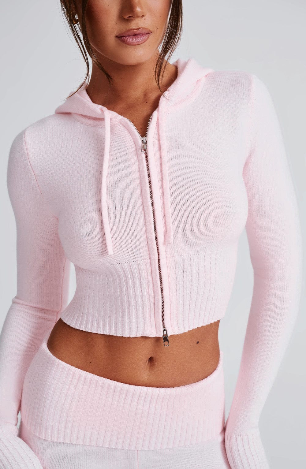Strick Lounge Co-Ord Set mit Zip-Up Kapuzenpullover