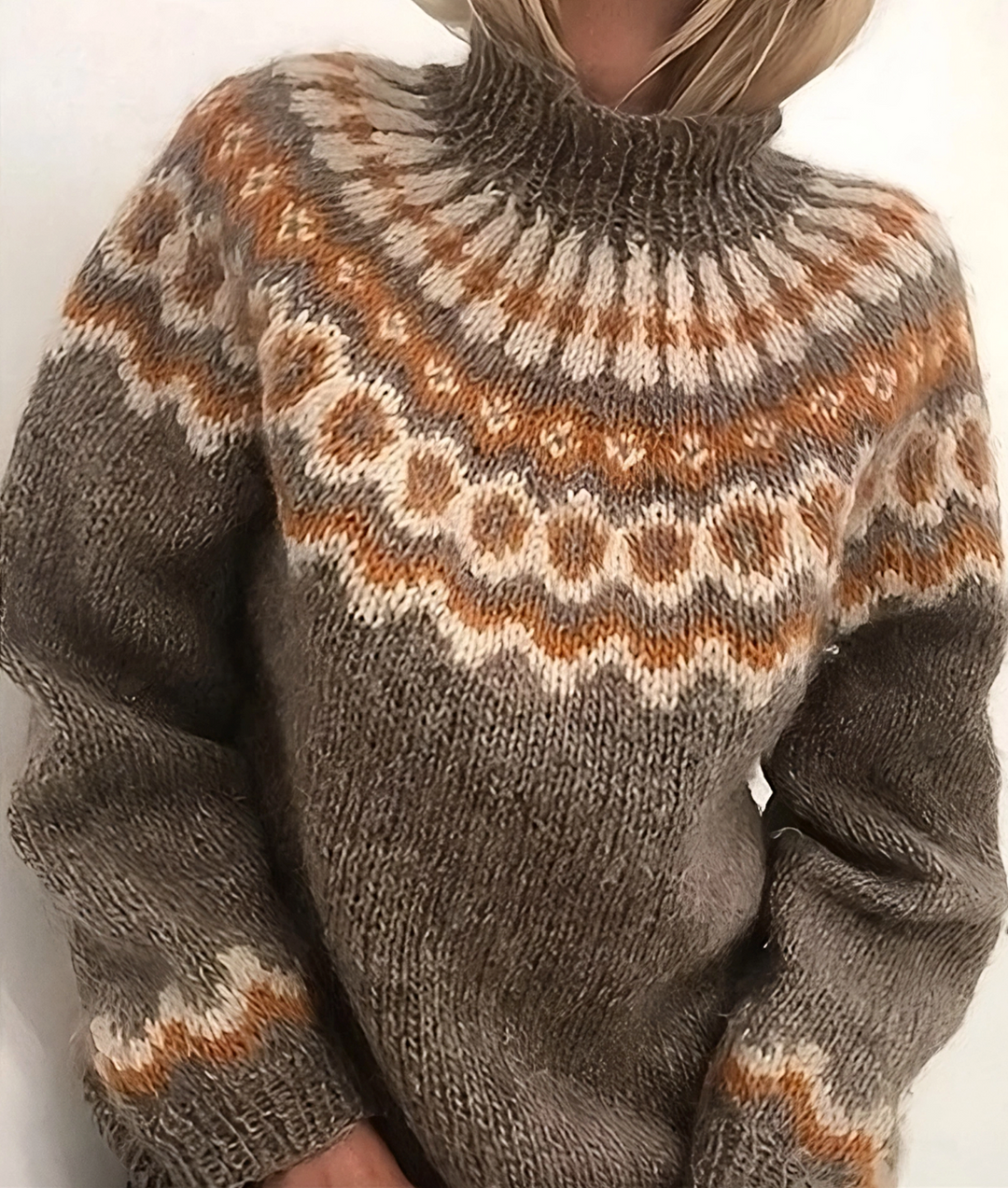 Pull en maille à col montant pour femme – Laine islandaise, pull en laine pour l&