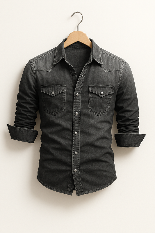 Hemd Herren - Denim Robustes Freizeithemd mit langen Ärmeln