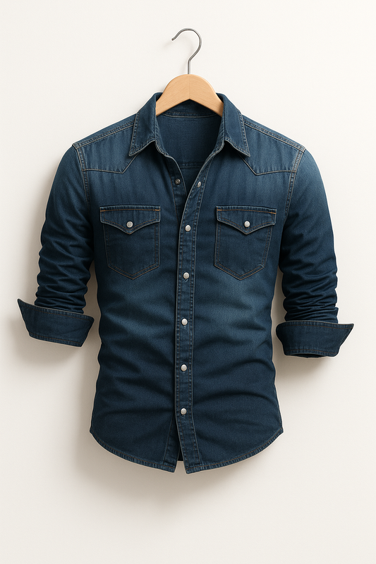Hemd Herren - Denim Robustes Freizeithemd mit langen Ärmeln