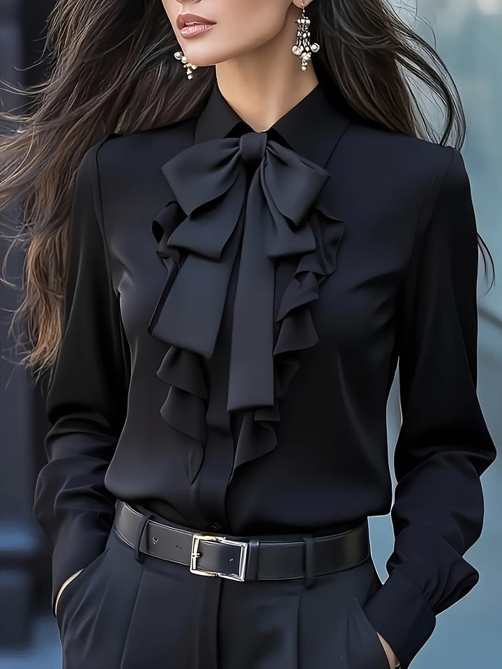 Langarm Bluse Damen | Schleifendetail &amp; Feiner Look
