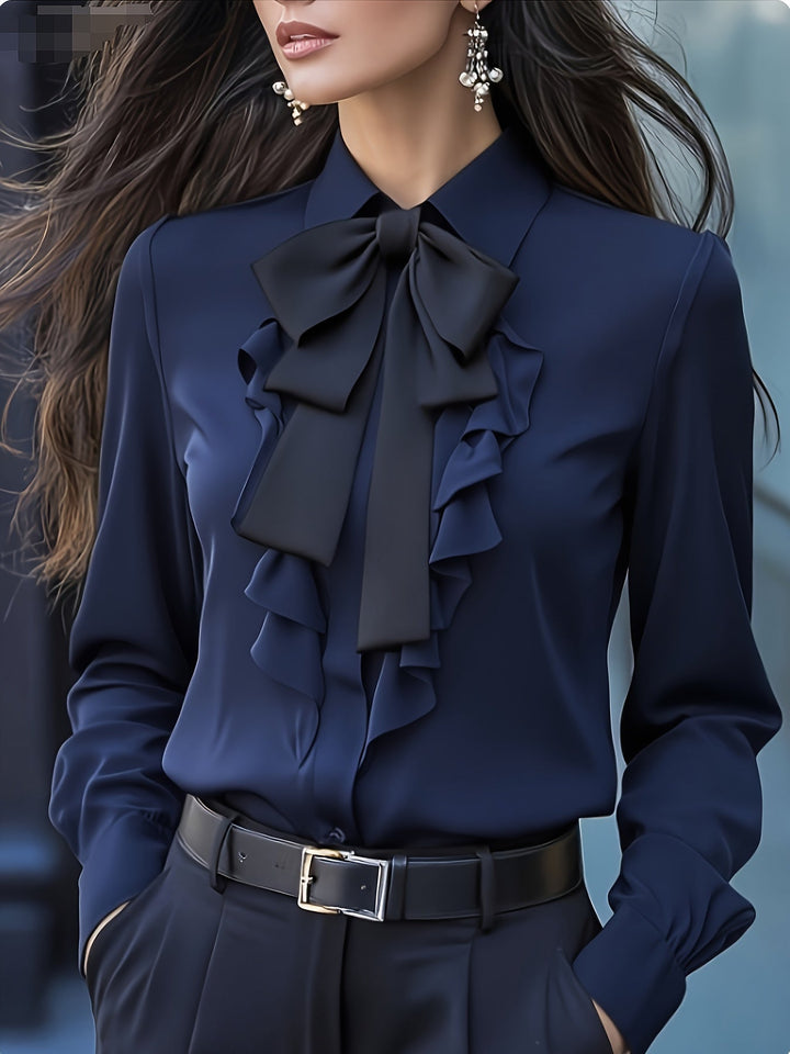 Langarm Bluse Damen | Schleifendetail &amp; Feiner Look