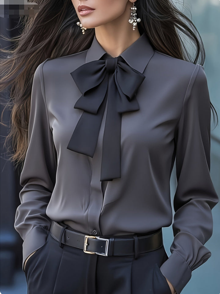 Langarm Bluse Damen | Schleifendetail &amp; Feiner Look