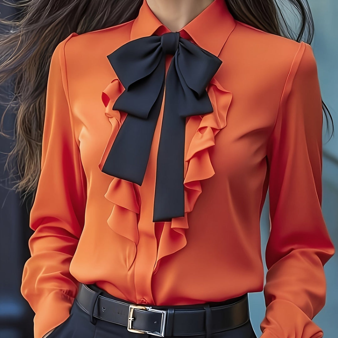 Langarm Bluse Damen | Schleifendetail &amp; Feiner Look