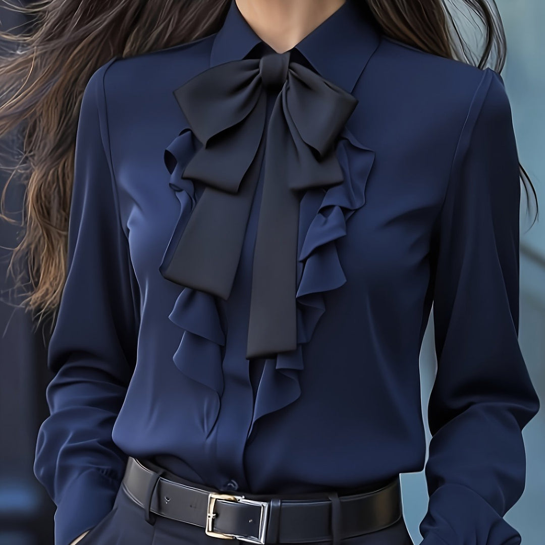 Langarm Bluse Damen | Schleifendetail &amp; Feiner Look