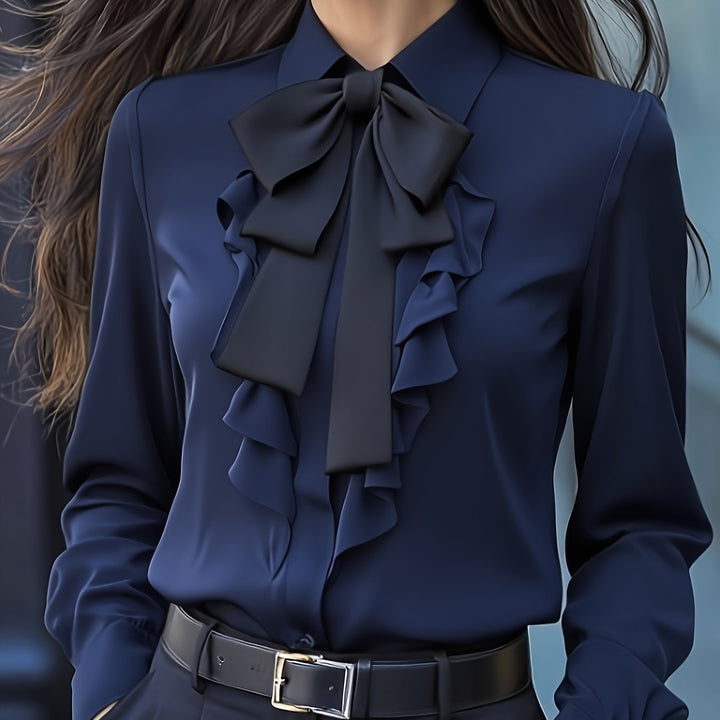 Langarm Bluse Damen | Schleifendetail &amp; Feiner Look