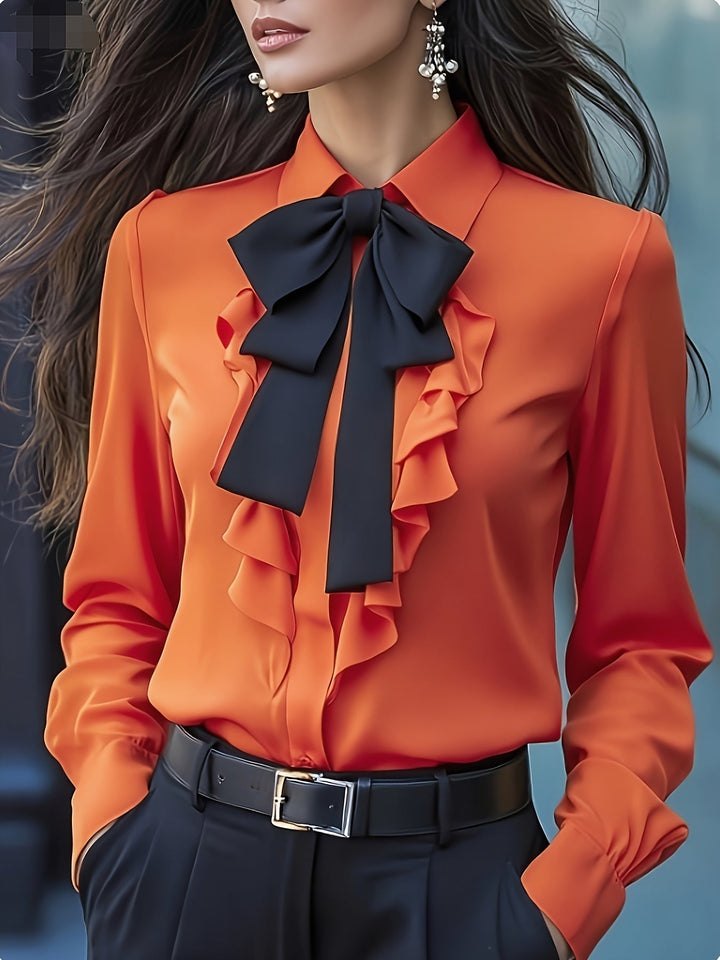 Langarm Bluse Damen | Schleifendetail &amp; Feiner Look