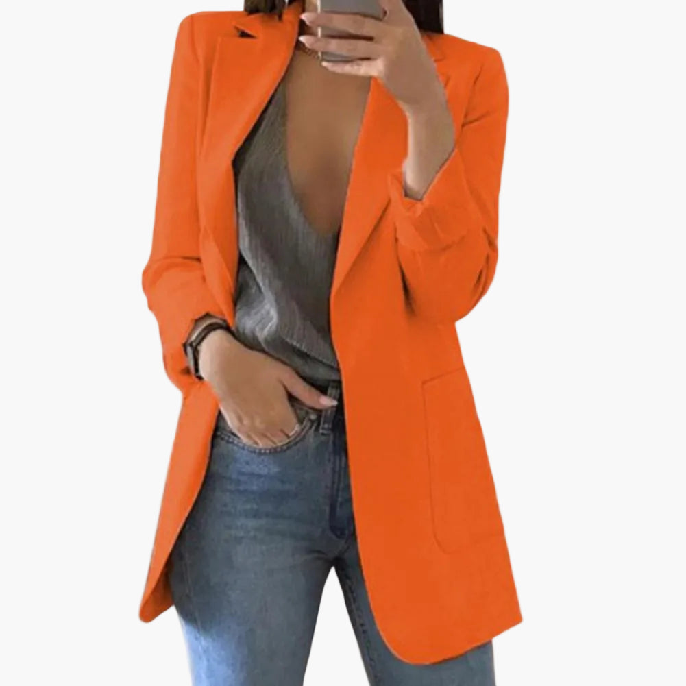 Damen Blazer Langer Schnitt Elegant Arbeit Freizeit Modern