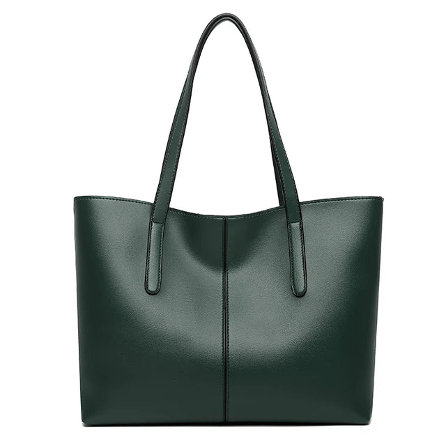 Große Leder-Tote-Tasche mit doppelten Schulterriemen