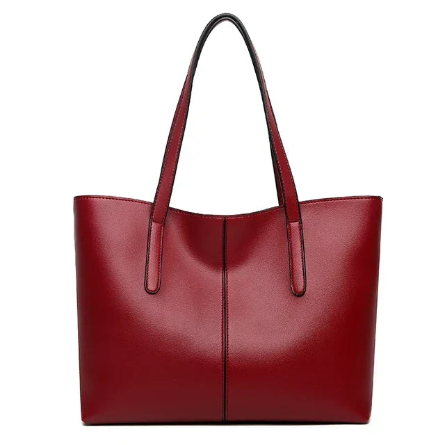 Große Leder-Tote-Tasche mit doppelten Schulterriemen