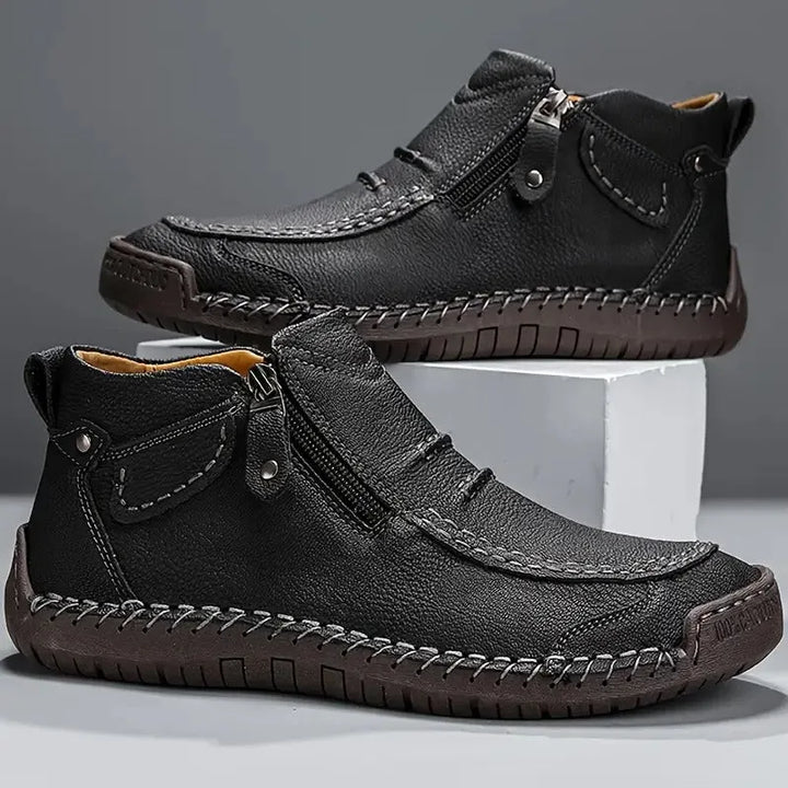 Orthopädische Unisex-Lederschuhe mit Seitenreißverschluss und Gummisohle
