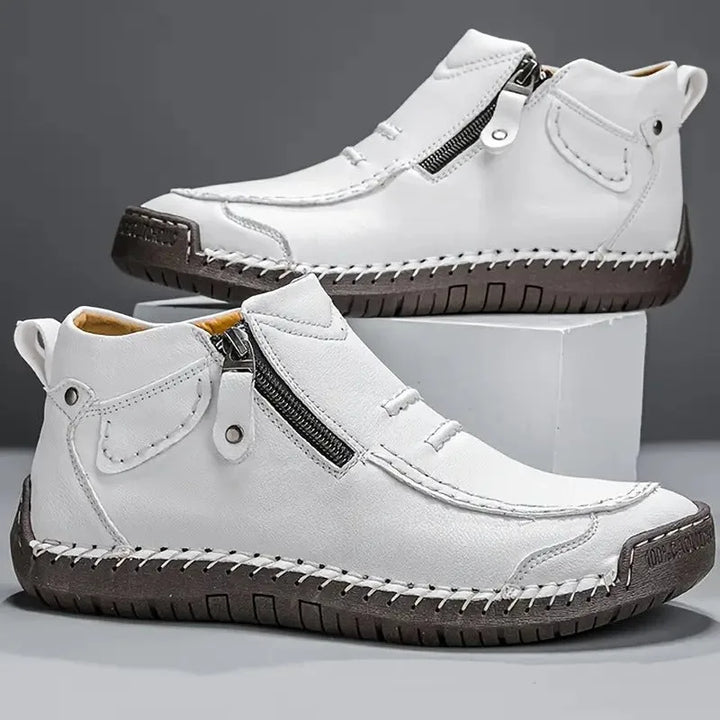 Orthopädische Unisex-Lederschuhe mit Seitenreißverschluss und Gummisohle