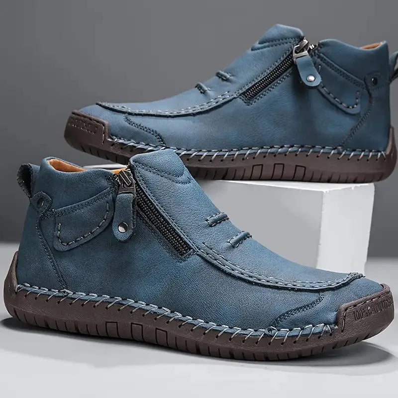 Orthopädische Unisex-Lederschuhe mit Seitenreißverschluss und Gummisohle