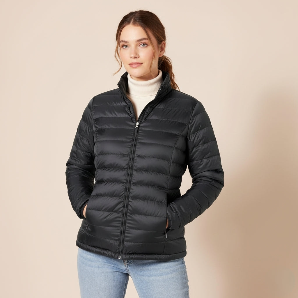 Leichte, verpackbare Pufferjacke für Frauen