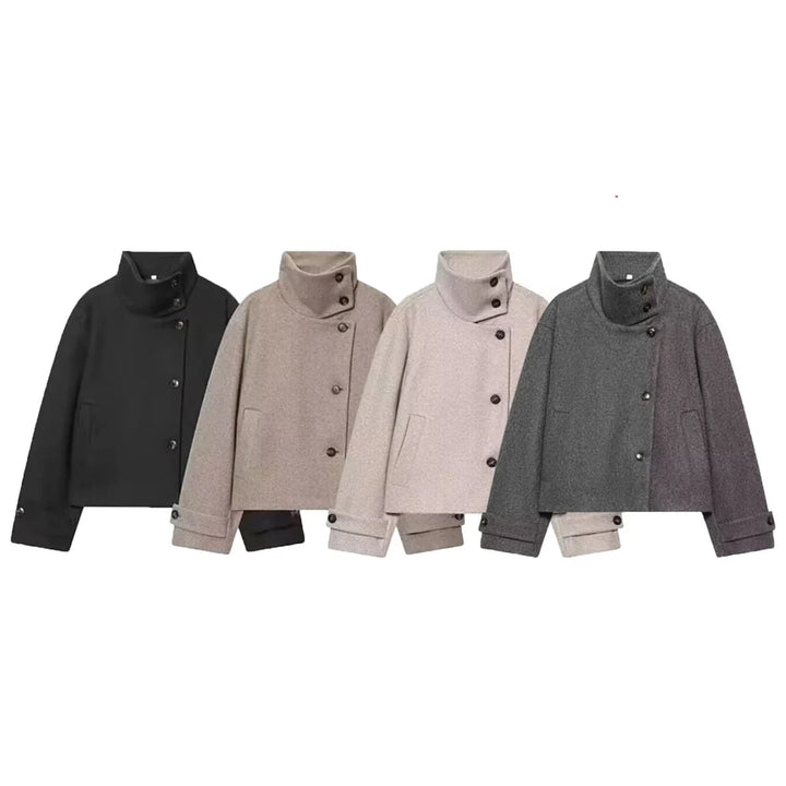 Damenjacke - Kurzjacke aus Wollmischung mit Schnallenkragen