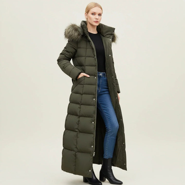 Damen Parka - Gestepptes Parka mit Gürteltaille und Kunstfellkapuze