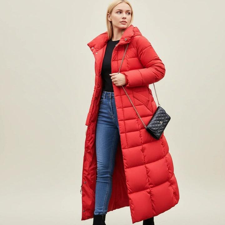 Damen Parka - Gestepptes Parka mit Gürteltaille und Kunstfellkapuze