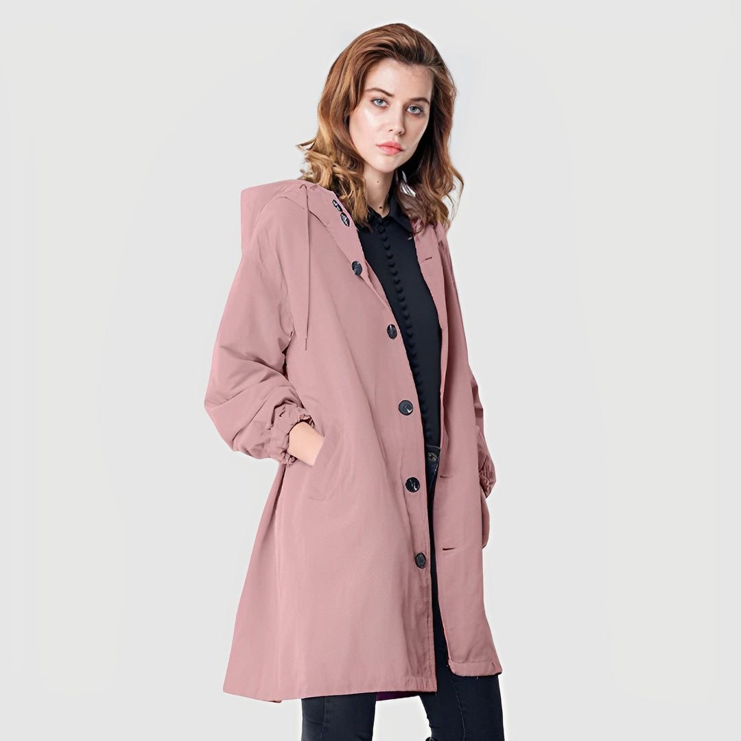 Regenjacke Damen - Kapuzen-Regenjacke mit verstellbarem Kordelzug