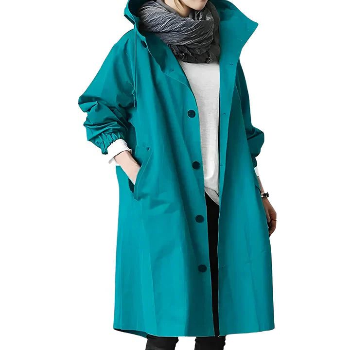 Regenjacke Damen - Kapuzen-Regenjacke mit verstellbarem Kordelzug