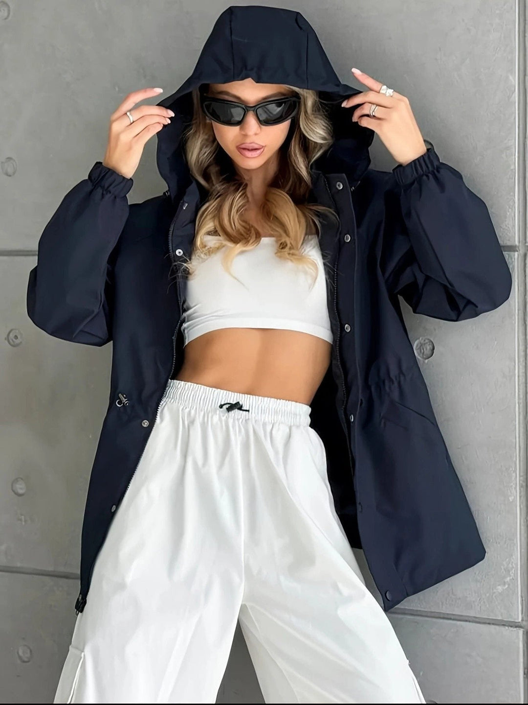 Regenmantel Damen - Oversized Regenmantel mit Kapuze