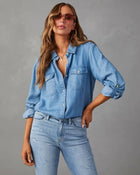 Damen Denim-Shirt mit entspanntem Revers und Knopfleiste – Lässiges Langarm-Overshirt